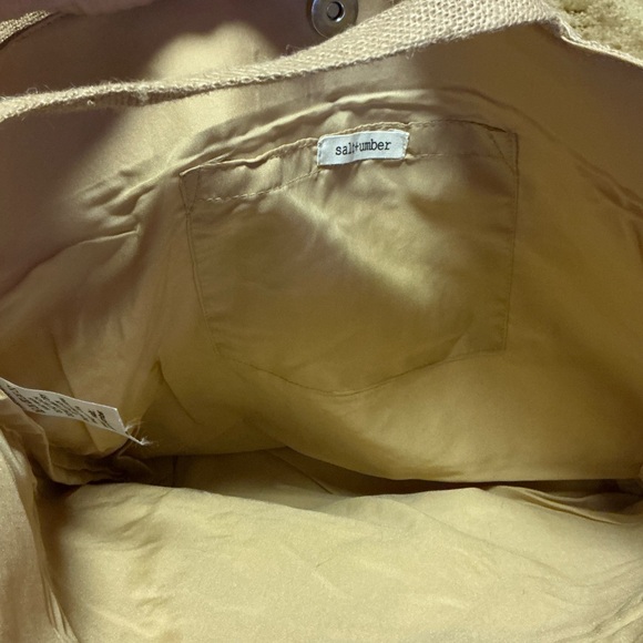 Salt & Umber Woven Straw Tote Bag Shell Detail Fringe Boho NWT - Picture 2 of 11